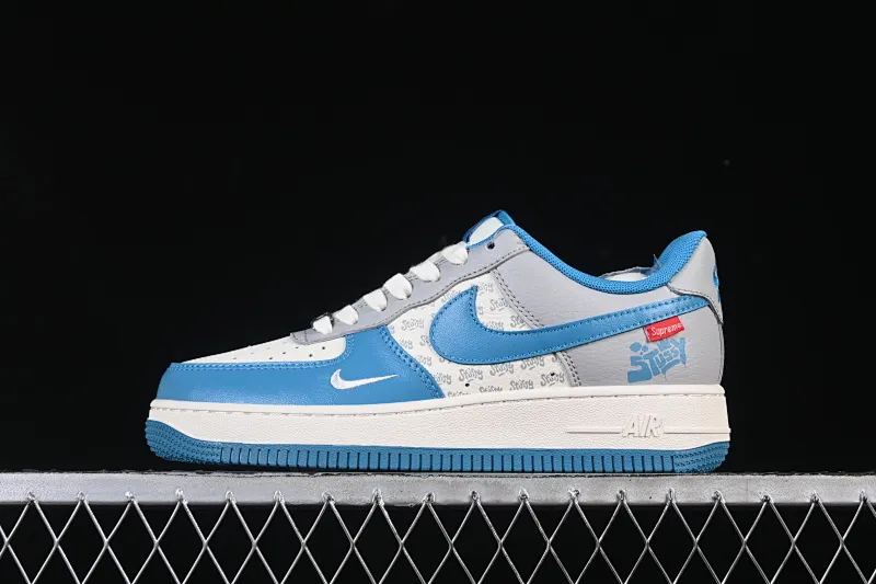 All categories Nk Air Force 1 Air Force series Nk Air Force 1 Low Air Force low-top Nike Air Force 1'07 Low Stusi co-branded milk white blue gray Air Force 1 low-top casual sneakers XD2588-607